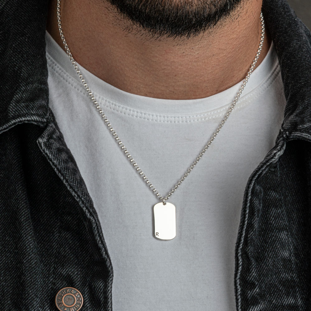 Pendentif Homme Acier Inoxydable-Collier Plaque Gravé Initiale A-Z