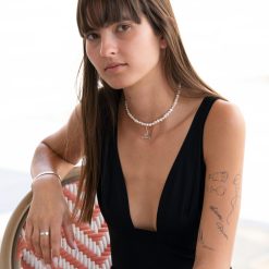 Collier Perles avec Pendentif Visage