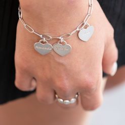 Bracelet Chaîne Trombone avec Cœurs