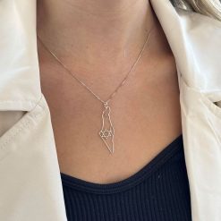 collier carte d'Israël avec étoile de David