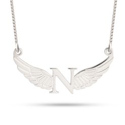 Collier Initiale avec Ailes en plaqué or