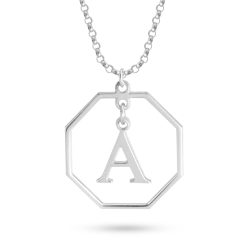 Collier Pendentif Octogonal avec Initiale