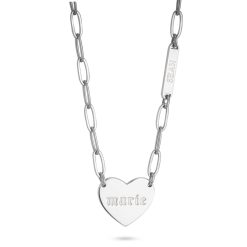 Collier Cœur et Barre avec Chaîne Trombone