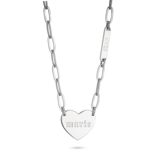 Collier Cœur et Barre avec Chaîne Trombone