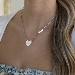 Collier Cœur et Barre avec Chaîne Trombone