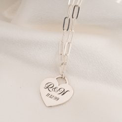 Collier Cœur Gravé Initiales et Date