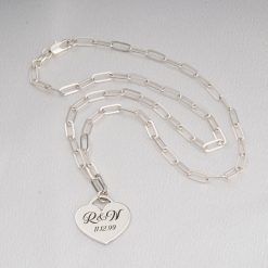 Collier Cœur Gravé Initiales et Date