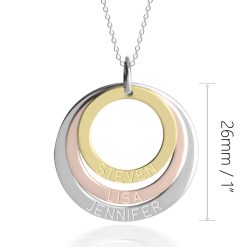 Collier d'Anneaux Gravés pour Mamans en 3 Tons