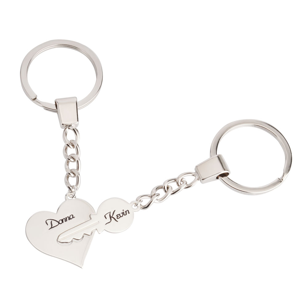 Porte clef Les Clé de mon coeur en argent à partager en deux – Jewelssimo