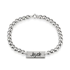 Bracelet Barre  Prénom avec Perles