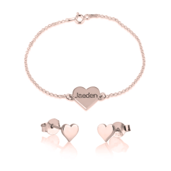 Parure Bracelet et Boucles d'Oreilles Cœur