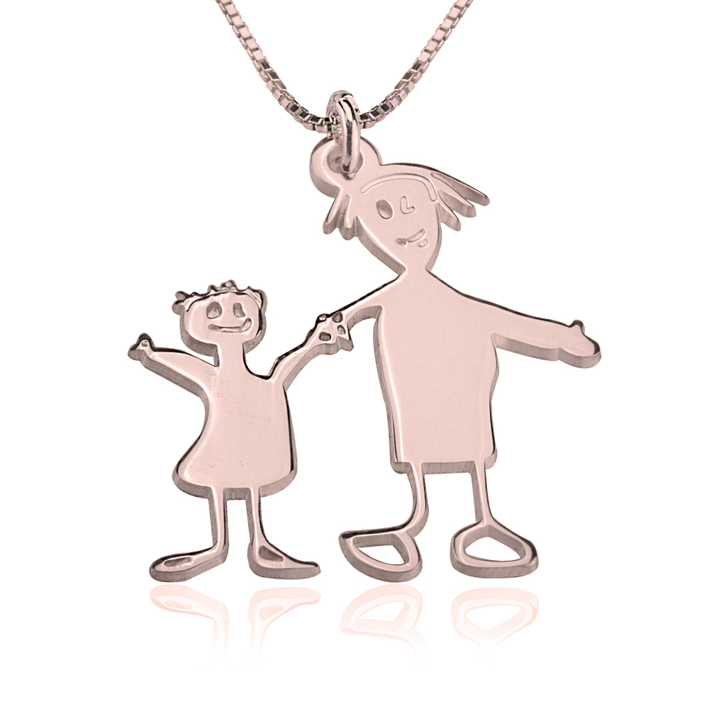 Collier dessin d'enfant personnalisé en argent - Les bijoux de Mélanie