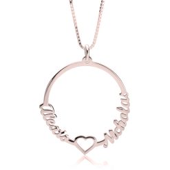 Collier Cercle Deux Prénoms et Cœur