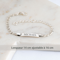 gourmette enfant avec information de la longueur du bracelet