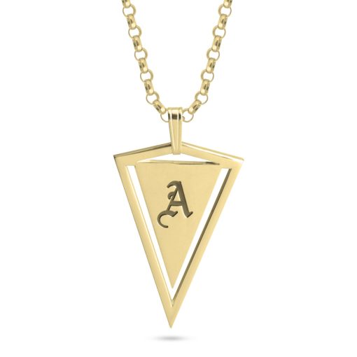 Collier Triangle avec Initiale Gravée