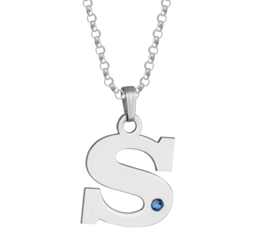 Collier Initiale avec Pierre de Naissance