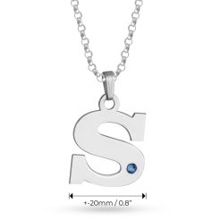 Large Initial Necklace with Birthstone