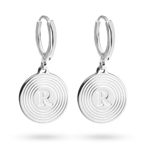 Boucles d'Oreilles avec Pendentif Rond Gravé