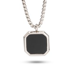 Collier onyx noir avec pendentif carré et octogonal