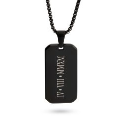 collier onyx noir gravé avec pendentif rectangle