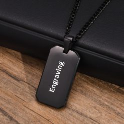 Pendentif Onyx Noir Gravé