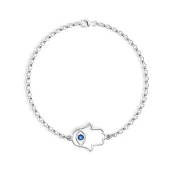 Bracelet Main Hamsa œil bleu en argent 925