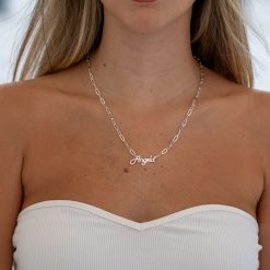 Cursive Name Necklace Paperclip Chain