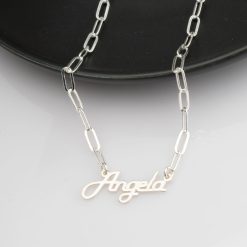 Cursive Name Necklace Paperclip Chain