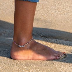 Bracelet de Cheville Personnalisé avec Deux Pierres de Naissance