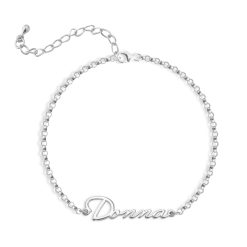 Chaîne de Cheville Prénom délicate en argent 925, vue principale