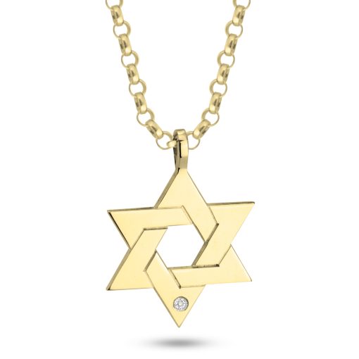 Collier Maguen David avec Diamant pour Homme