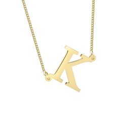 14k Gold Sideways Initial Necklace