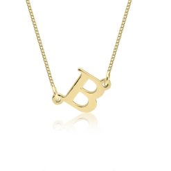 14k Gold Sideways Initial Necklace