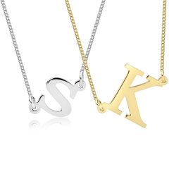14k Gold Sideways Initial Necklace