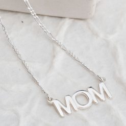 Mom Necklace with Figaro Chain