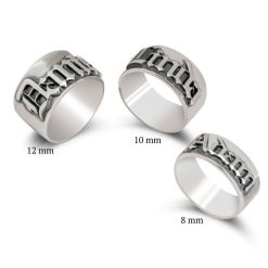 Bague prénom gothique informations tailles et largeurs