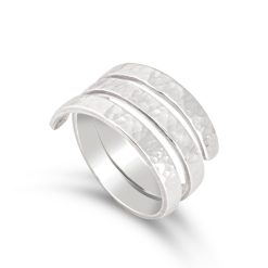 Bague triple spirale martelée en argent vue principale