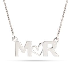 Double Initial Necklace with Heart