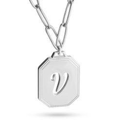 Collier Pendentif Initiale et Chaîne Trombone en argent sterling