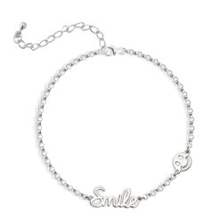 Chaîne de cheville en argent sterling avec charm smiley