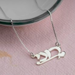 Underline Heart Hebrew Name Necklace