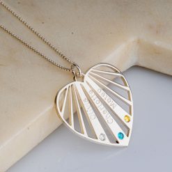 Collier maman personnalisé avec prénoms et pierres de naissance – bijou famille