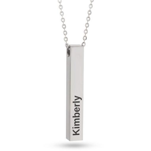 Collier Barre Gravée en Acier Inoxydable