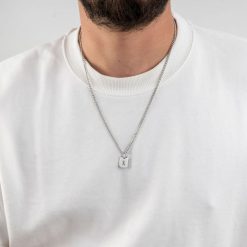 collier initiale homme en acier inoxydable personnalisé