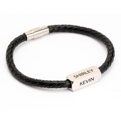 Bracelet homme gravé en acier inoxydable vue principale