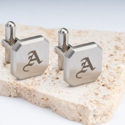 Men's Silver Cufflinks with Initials Engraved