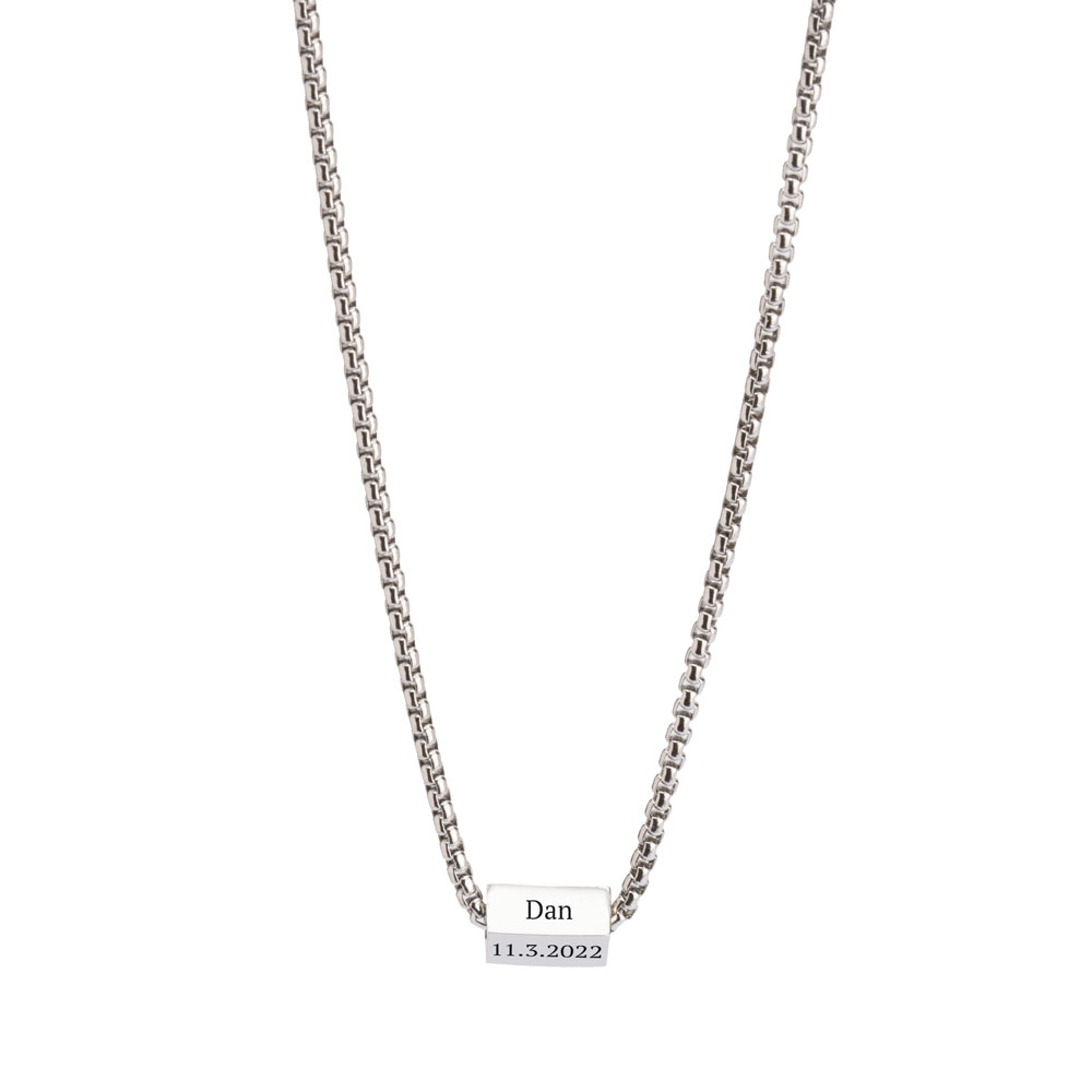 Collier Homme Pendentif Cuboïde à 4 Faces Collier Homme Pendentif Cuboïde à 4 Faces