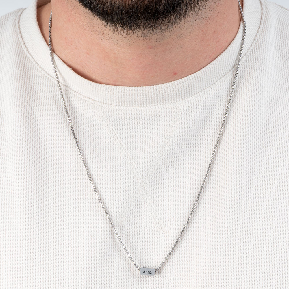 Collier Homme Pendentif Cuboïde à 4 Faces Collier Homme Pendentif Cuboïde à 4 Faces
