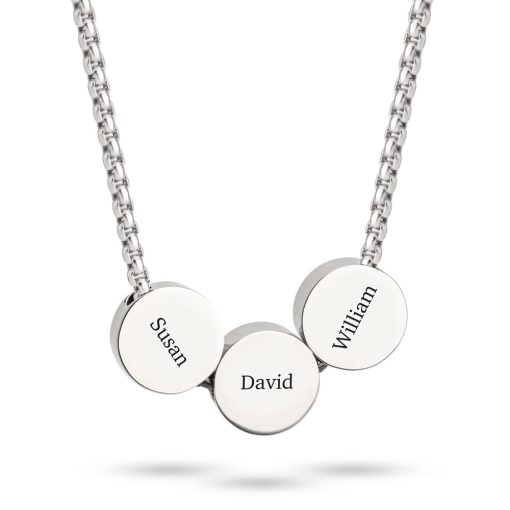 Collier Pendentifs Ronds Gravés en Acier Inoxydable