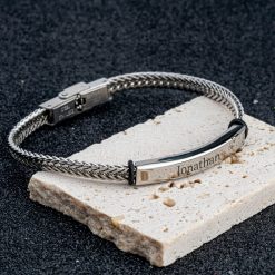 Engraved Men's Stainless Steel Bracelet